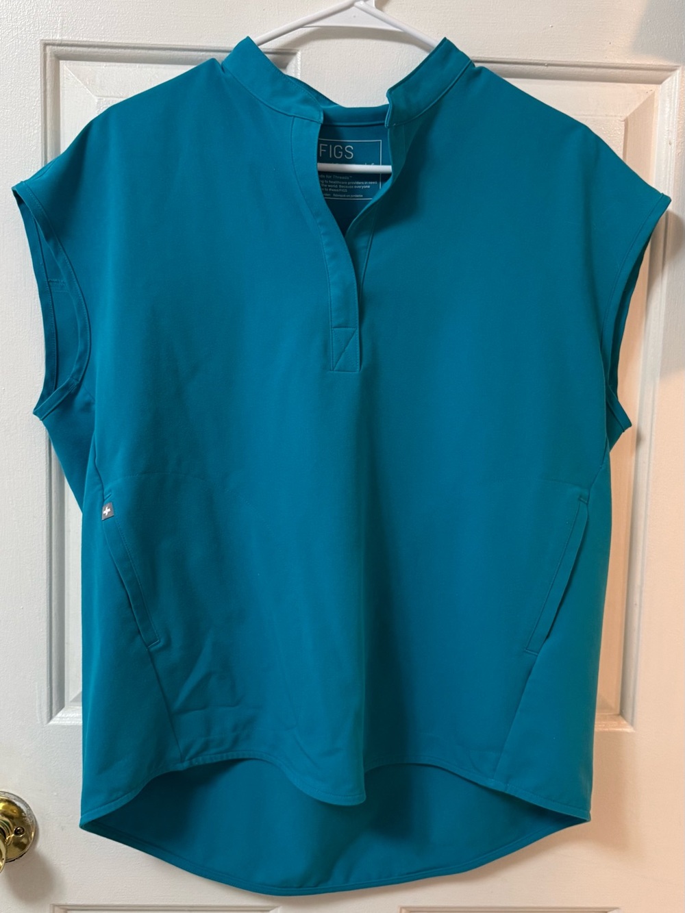 Figs Women's Teal Cap-Sleeve Tunic Scrub Top